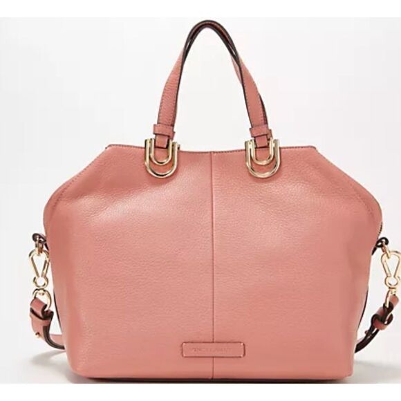 Vince Camuto Plum Soft Pebbled Leather Satchel Handbag Color Sushi/Coral Top Zip - Picture 2 of 16